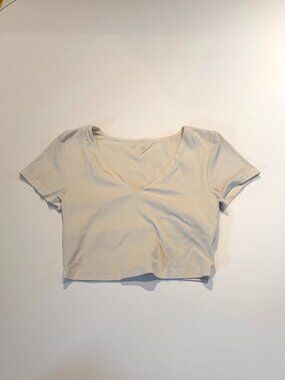 Aerie OFFLINE Short Sleeve Cropped Top — White, Size M